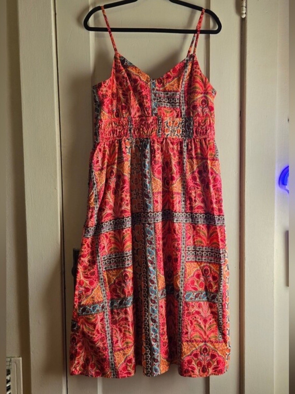 Old Navy Red and Orange Paisley Midi Sundress